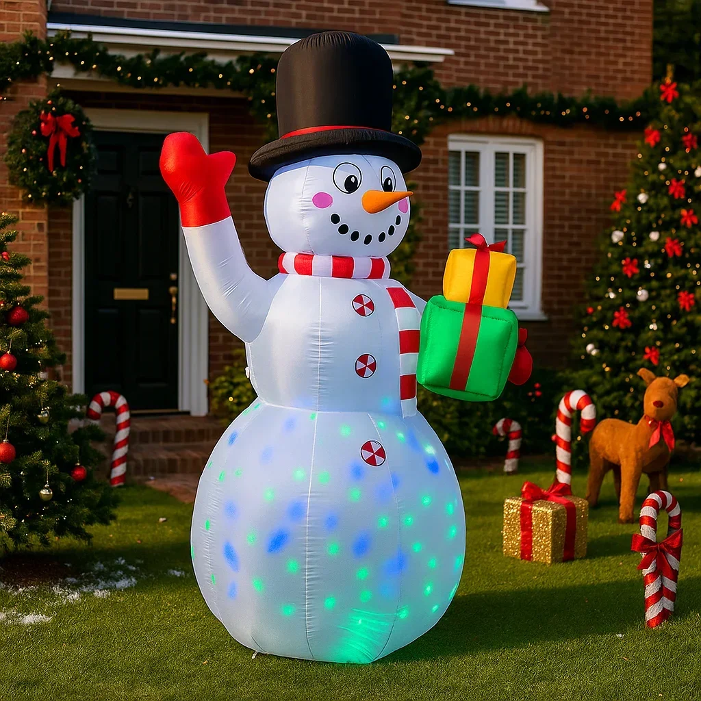 Muñeco de nieve de 6,8 pies con regalos, decoraciones inflables de Navidad, adornos de Navidad, luces para exteriores, patio de casa, decoración de fiesta, juguetes - imagen 2