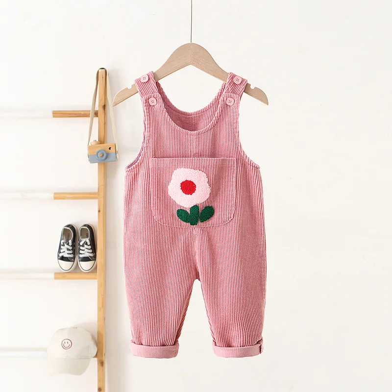 Ropa para niños de 1 a 4 años, monos con bordado Floral para niñas, monos de pana para niñas, pantalones para niñas - imagen 2