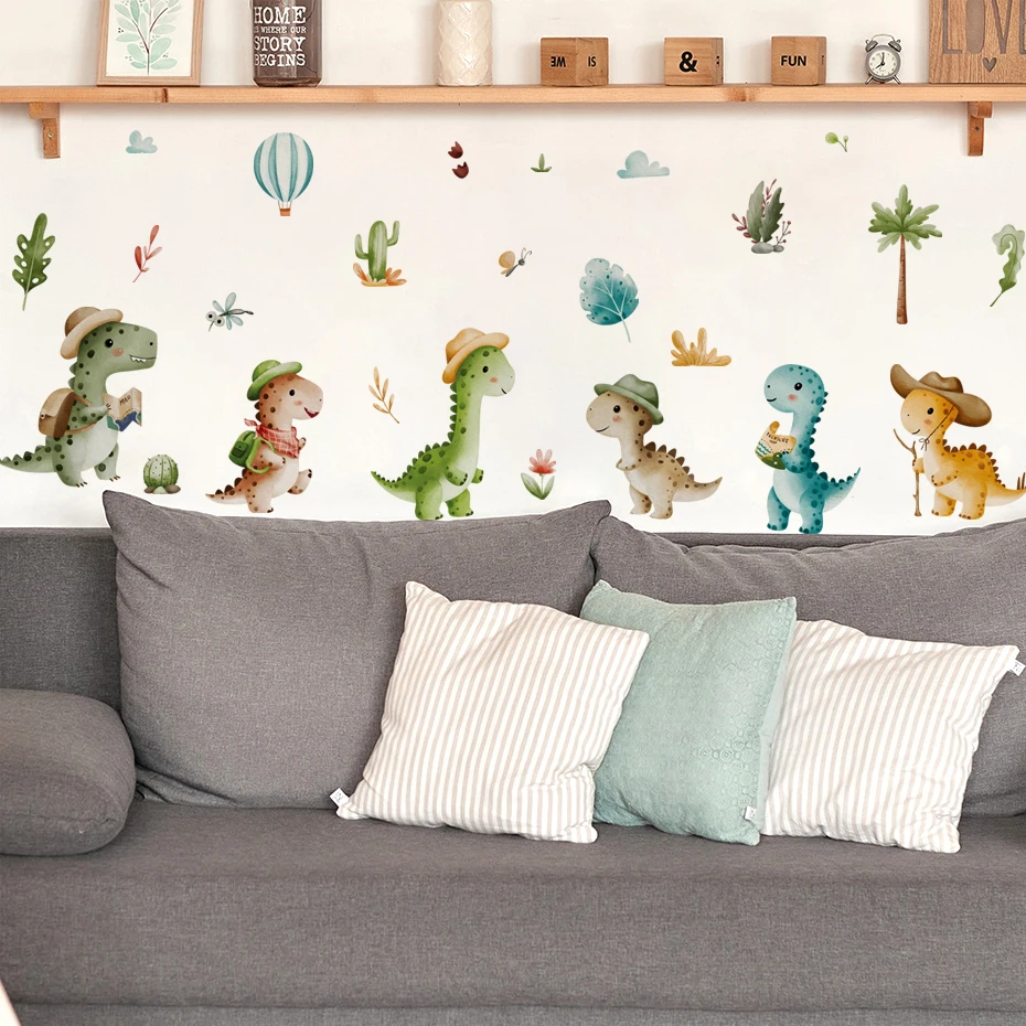 Pegatina de pared vinilo dinosaurio acuarela para habitación infantil - imagen 5