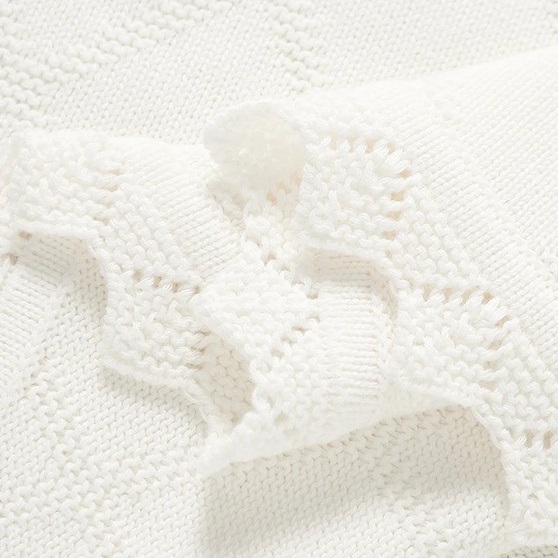 Mantas de algodón para bebé tejidas, 100x80cm, para recién nacidos, niños y niñas, edredones de cuna mensuales para cochecito, ropa de cama, estera transpirable - imagen 5