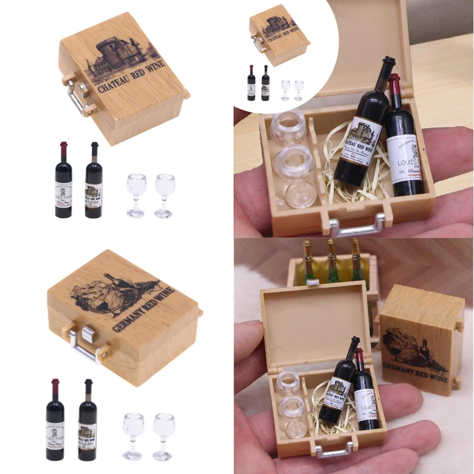 Miniature Wine Bottles Mini Goblets Drink Cups Model Dollhouse Decorations Miniature Wine Bottles Mini Goblets Drink Cups Model Dollhouse Decorations