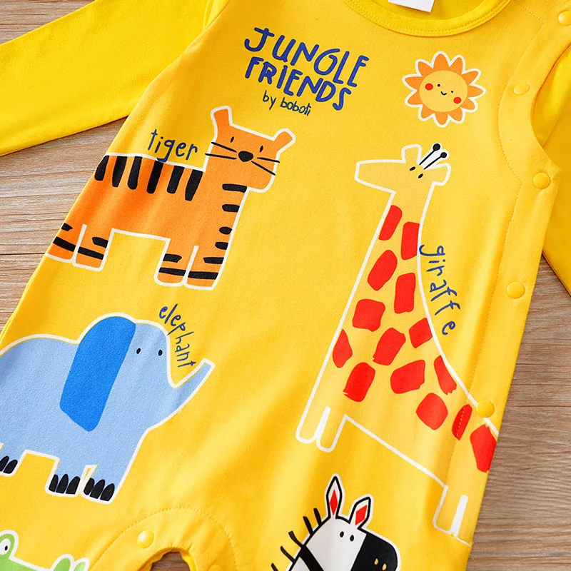 Body pijama amarillo estampado animal para bebé - imagen 5