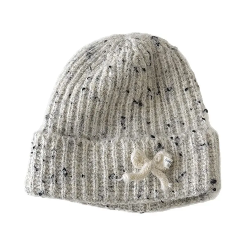 Gorro de punto con lazo para bebé de estilo coreano, bonito gorro de invierno para niñas, gorro de ganchillo suave y cálido, gorro de moda para niños pequeños con orejeras - imagen 5