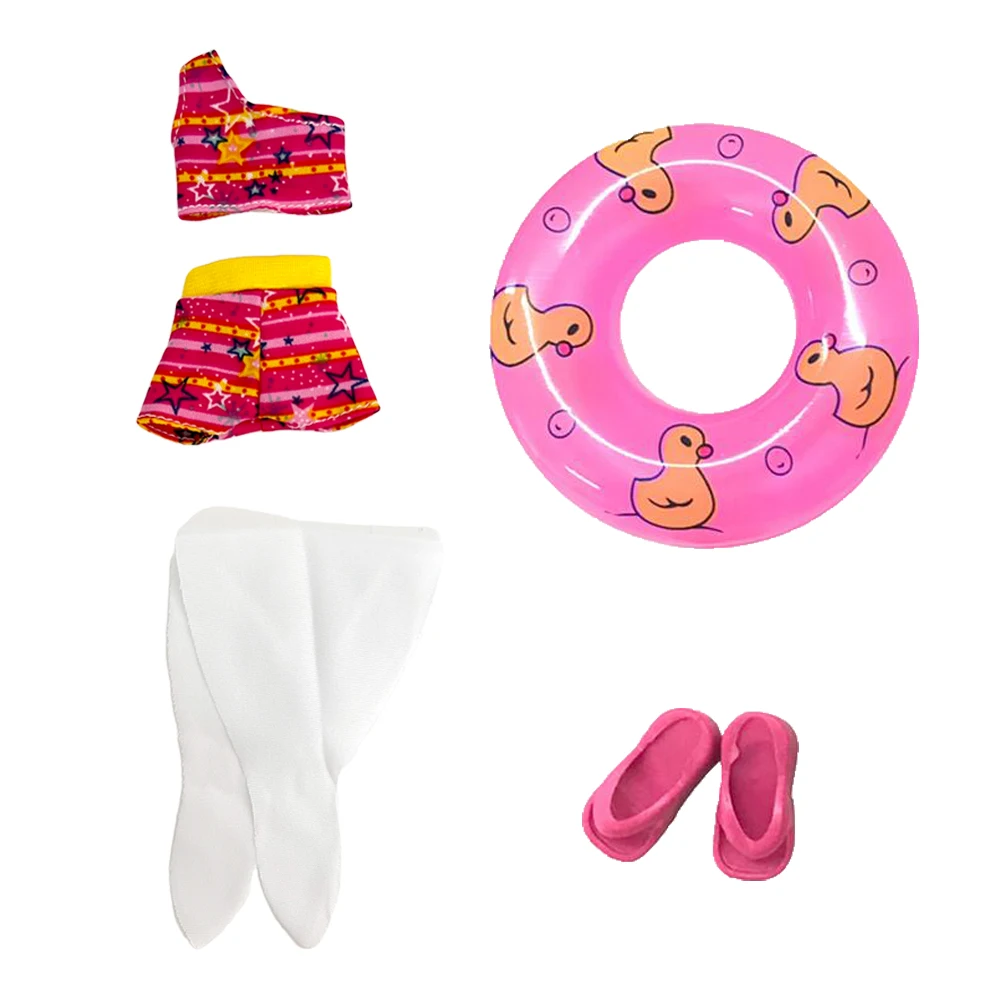 NK oficial 3 unids/set traje de baño Bikini ropa de playa + 1x anillo de natación aleatorio + 1x zapatillas traje de baño para ropa de muñeca 1/6 - imagen 2