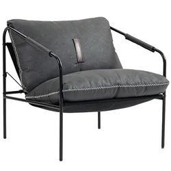 HOMCOM Butaca de Salón Moderna, Sillón de Lectura Tapizado en Cuero Sintético, Fundas de Cojines Extraíbles, Acolchado Grueso, Patas de Metal, para Dormitorio, Oficina, Gris Carbón