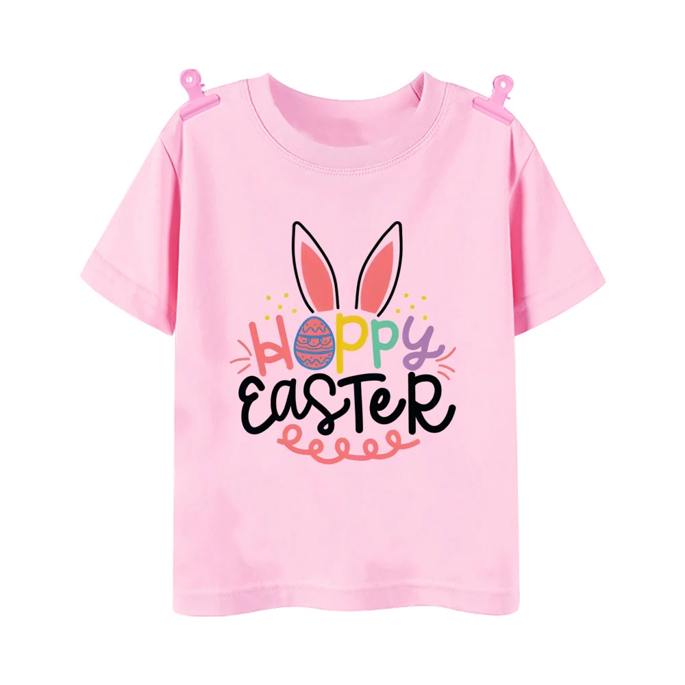 Camiseta de Pascua con conejito para niños manga corta