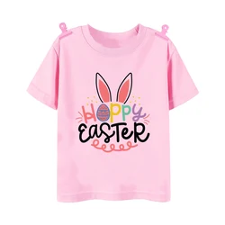 Camiseta de Pascua con conejito para niños manga corta