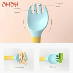Cubiertos de silicona para bebé: juego de cuchara y tenedor, suaves