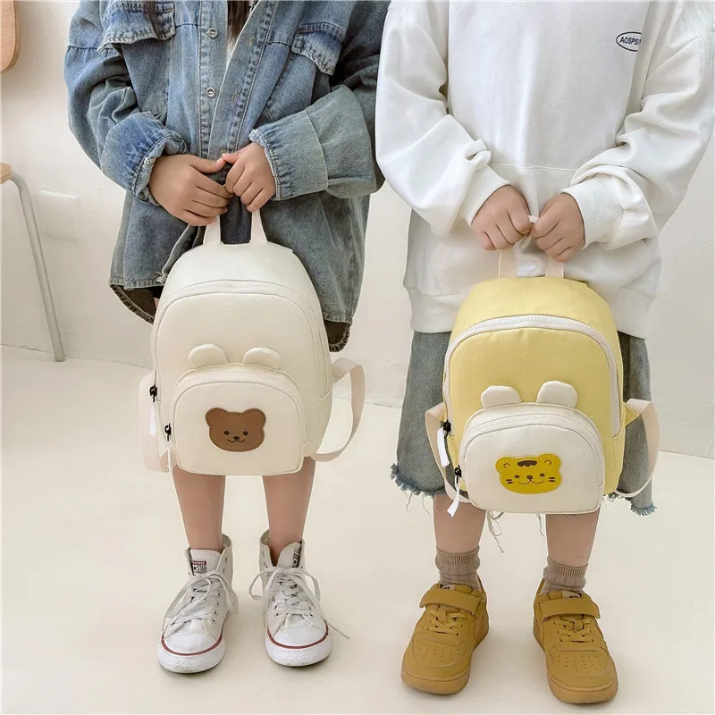 Mochila coreana de lona para niños, bolsos Kawaii para niñas, mochilas escolares para niños de guardería, bolso para niños pequeños con conejito de oso de dibujos animados 2023 - imagen 3