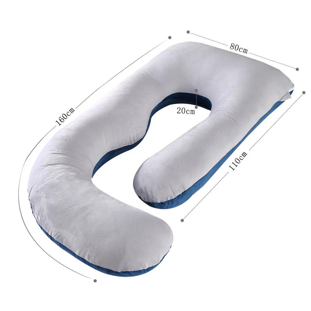 Almohada de terciopelo de cristal en forma de J para mujeres embarazadas, herramienta especial para dormir en el embarazo, sujeción de piernas, almohada para mujeres embarazadas - imagen 2