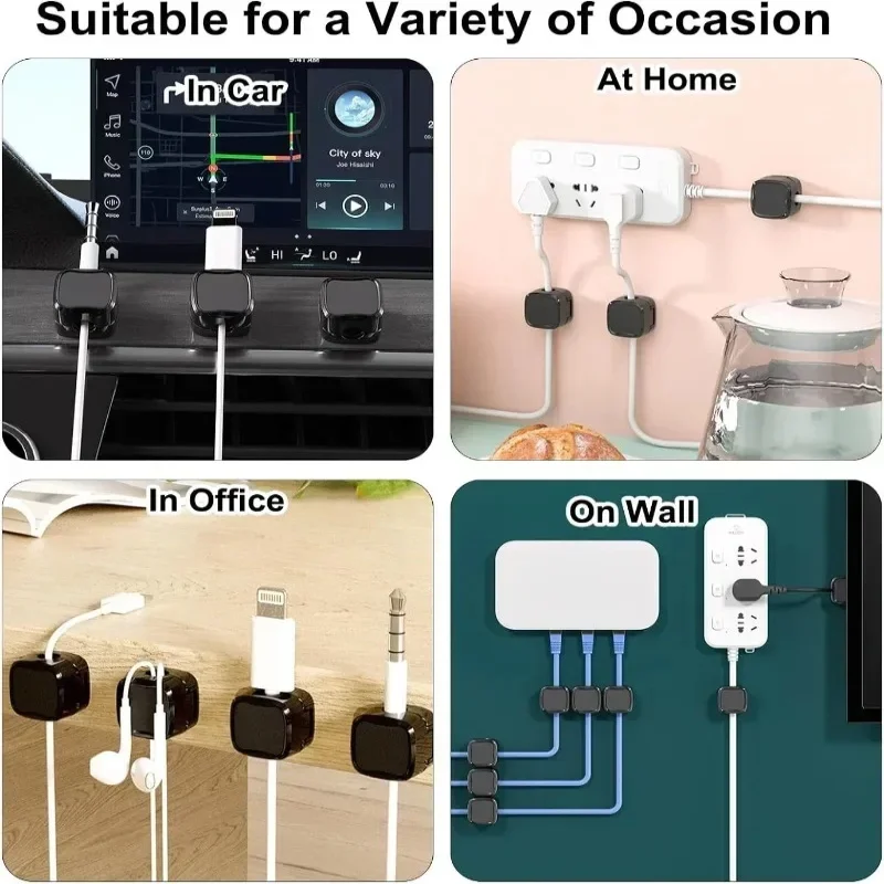 Clips magnéticos ajustables suaves para organizar cables bajo escritorio