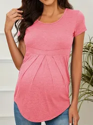 Camiseta de lactancia manga corta suave para embarazadas – Rojo sandía