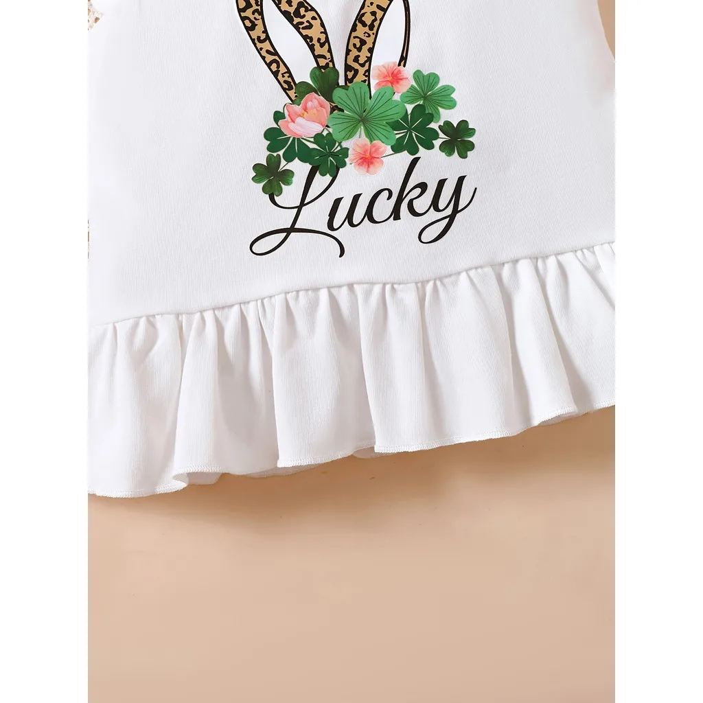 Conjunto de ropa para bebé de 0 a 3 años, Top sin mangas con estampado de conejito y pantalones cortos verdes, bonito conjunto de ropa de verano, 2 uds. - imagen 3