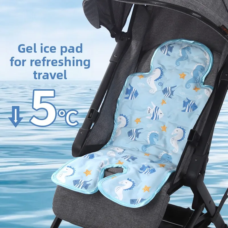 Alfombrilla refrescante para cochecito de bebé, almohadilla de hielo para cochecito de bebé, asiento de seguridad, alfombrilla refrescante, silla de comedor para niños, alfombrilla refrescante Universal con cuentas de hielo - imagen 2