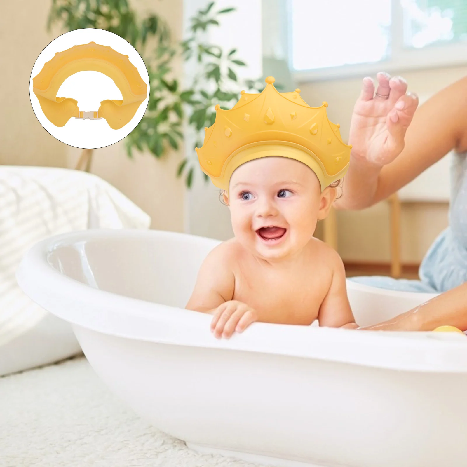 Gorros de champú para bebé, gorros de ducha impermeables de silicona para lavado de cabello, gorros protectores con ala de drenaje de dibujos animados para niños pequeños, 2 uds. - imagen 2