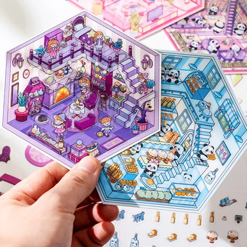 Pegatina de paisajismo 3D, bricolaje transfronterizo, chica, corazón, cuenta de mano, Collage, pegatina de cuenta de mano en miniatura de dibujos animados bonitos - imagen 3