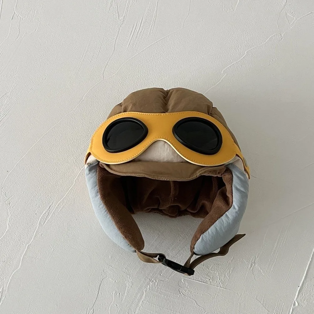 Nuevo Gorro de piloto a prueba de viento con gafas, gorro con protección para los oídos a prueba de frío, gorro grueso y cálido para invierno