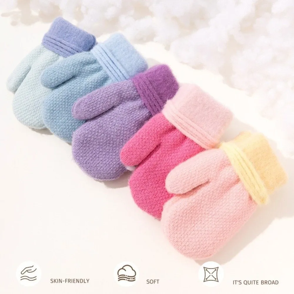 New Warm Gloves Knitted Hanging Neck Skiing Gloves Full Finger Thick Windproof Cold Proof Gloves - imagen 2