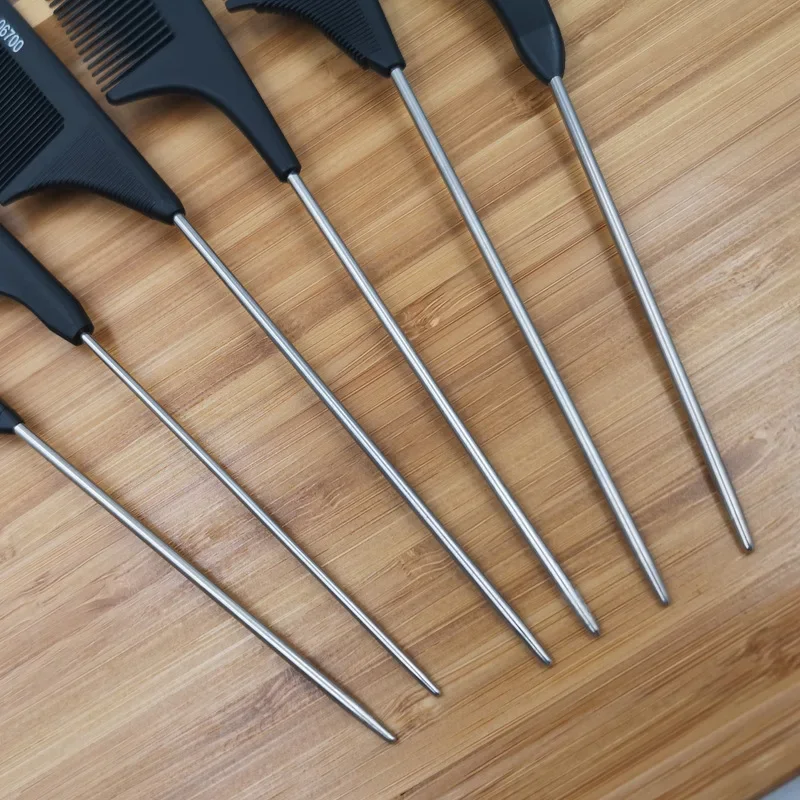 Peines profesionales de cola puntiaguda para cortar el cabello, peines de acero inoxidable con pinchos para el cuidado del cabello, accesorios de estilismo para salón de barbería para mujer - imagen 3
