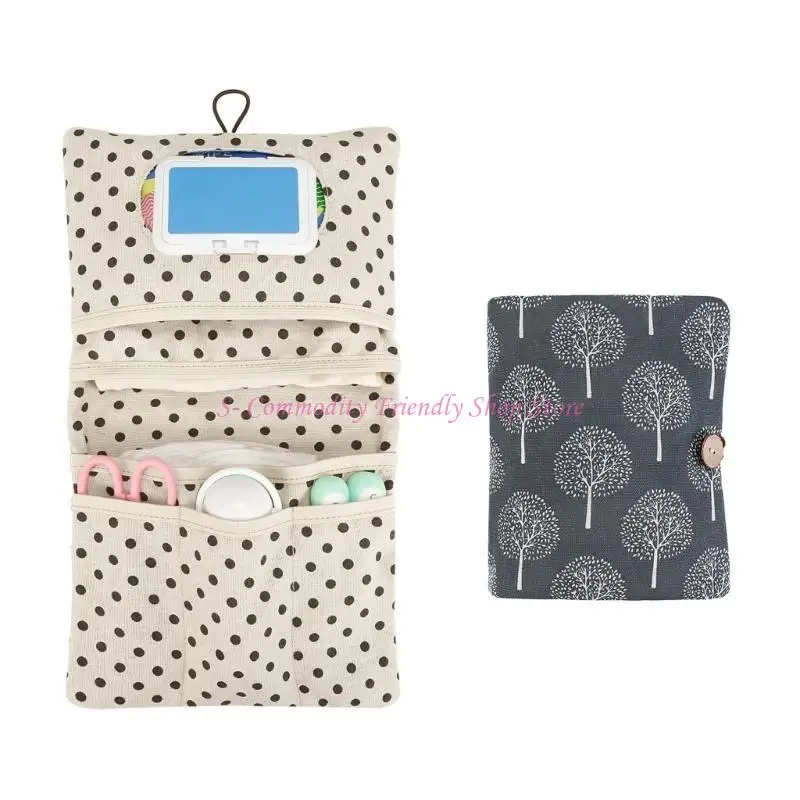 Bolsa pañales para bebés 85AE con múltiples bolsillos, estampado encantador, bolsa pañales colgante para cama infantil, - imagen 3