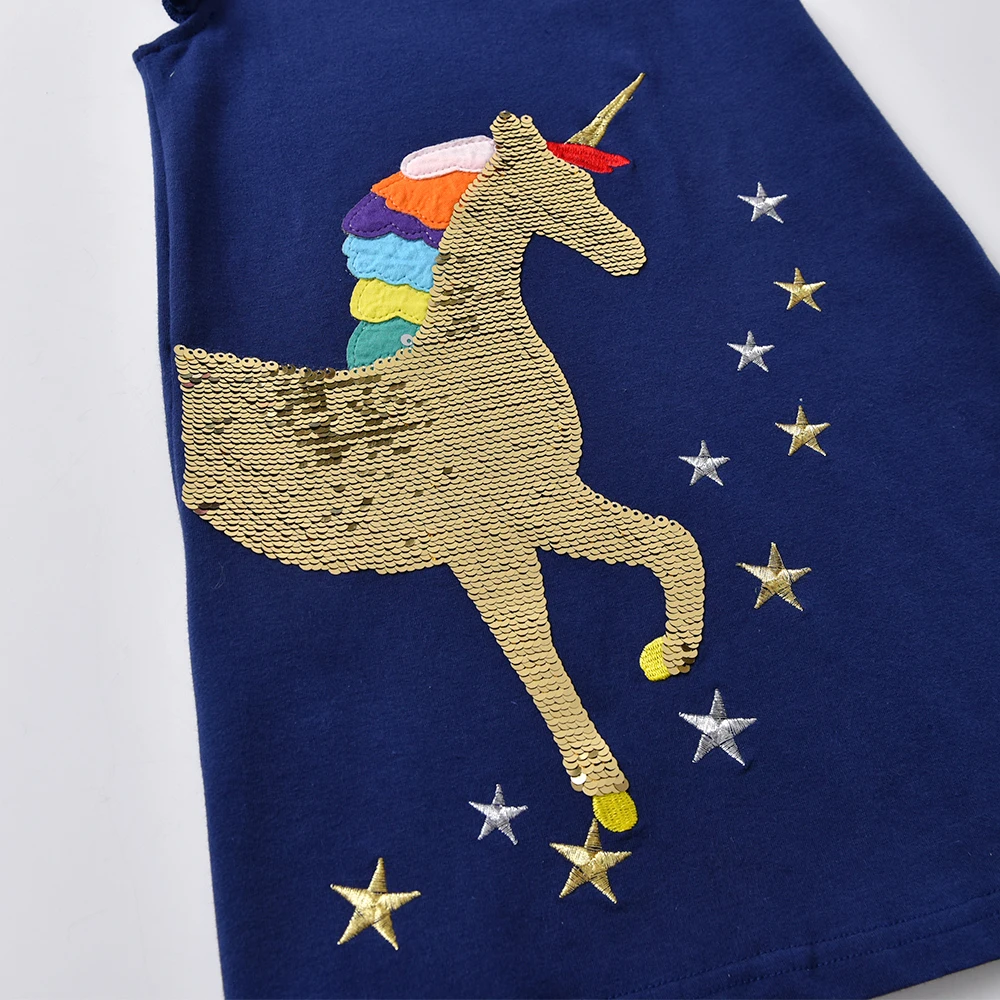 DXTON Vestido verano niña unicornio lentejuelas - imagen 4