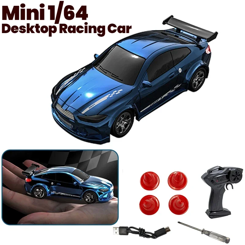 Mini coche teledirigido 1/64, coche teledirigido de escritorio a escala completa, iluminación, vehículo de carreras, coches deportivos de alta velocidad, juguete para niños, regalos - imagen 3