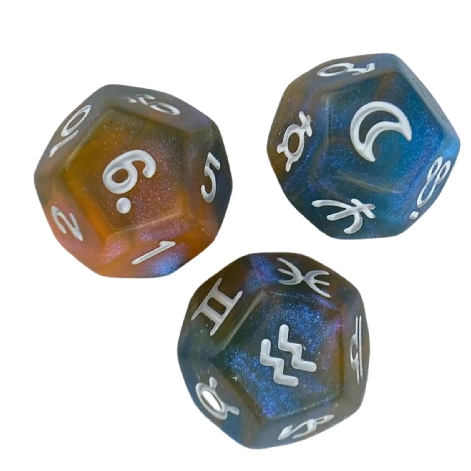 3x Astrological Dice Polyhedral Dice Set Cards Dice Set Party Supplies D12 Dices