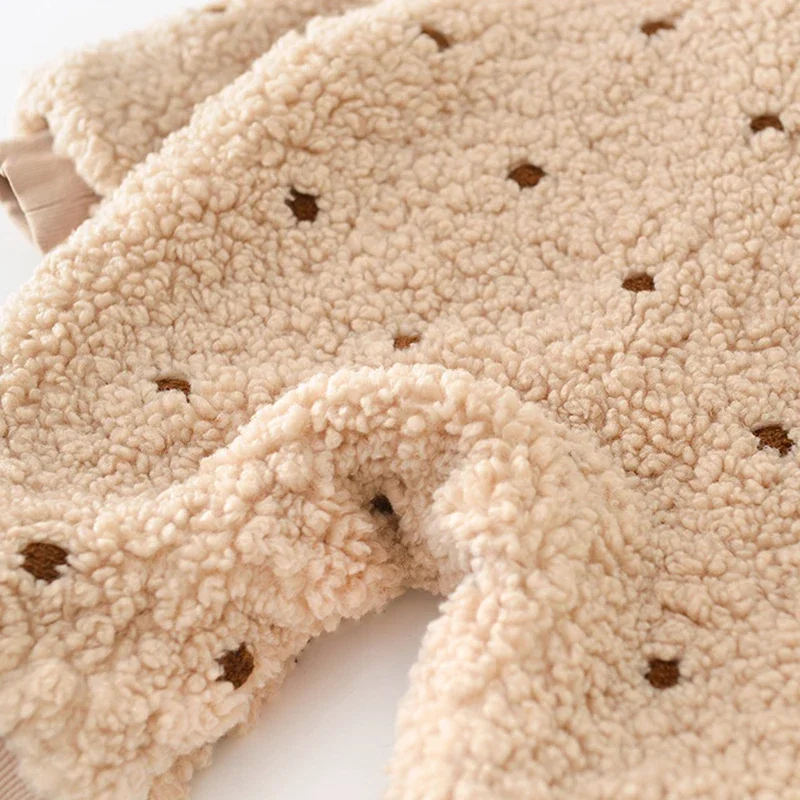 Peleles para recién nacidos de moda coreana, mono de invierno para niña, monos gruesos de flores peludas con sombrero - imagen 5