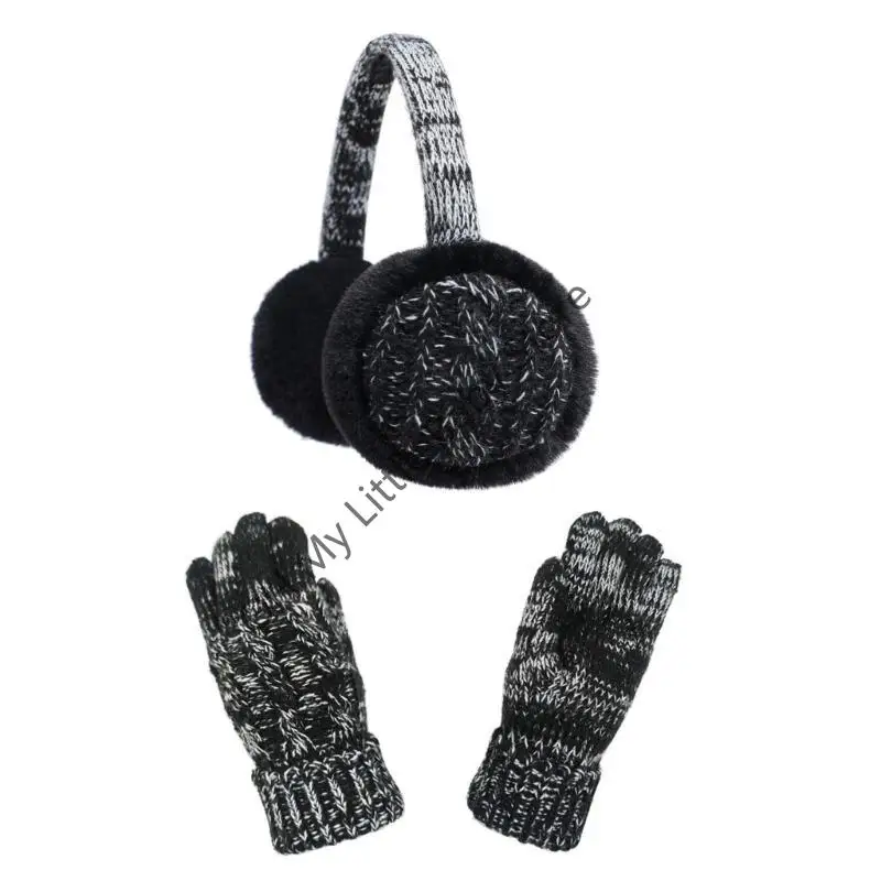M76C Manoplas con dedos divididos Guantes cálidos y orejeras Conjunto esencial plegable para clima frío para niños Equipo a - imagen 5