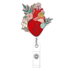Porta-insignias retráctil con clip de cocodrilo - Forma corazón médica
