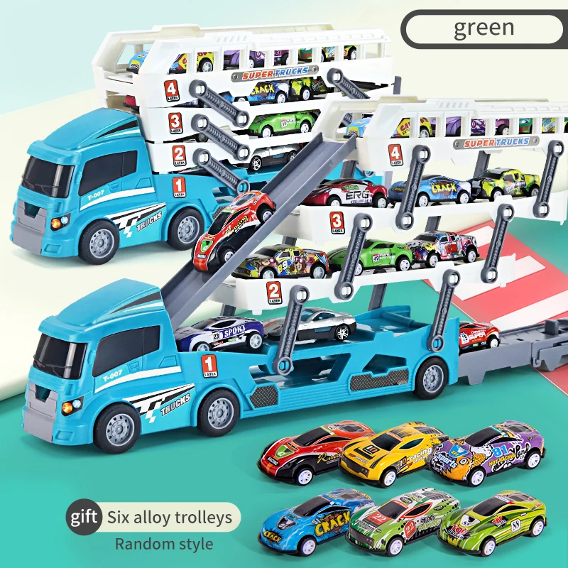 green truck  six car