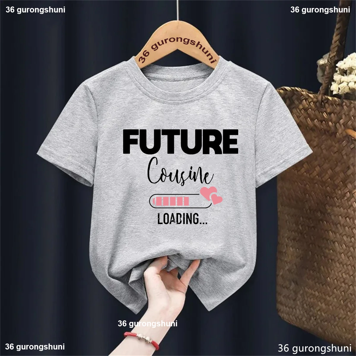 Camiseta con estampado de letras de carga del futuro francés, camiseta de anuncio de embarazo para niñas, ropa Kawaii para niños, camiseta sólida - imagen 4