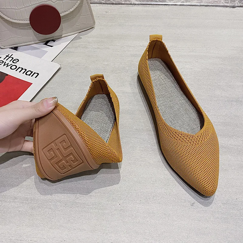 Bailarinas elegantes de punto de leopardo para mujer, mocasines de malla con punta estrecha, mocasines para caminar a la moda, zapatos de conducción suaves sin cordones - imagen 5