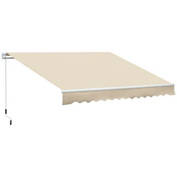Outsunny Toldo Manual Retráctil 350x250 cm Toldo para Balcón con Manivela de Metal Impermeable y Anti-UV Toldo Enrollable de Exterior para Jardín Terraza Ventanas