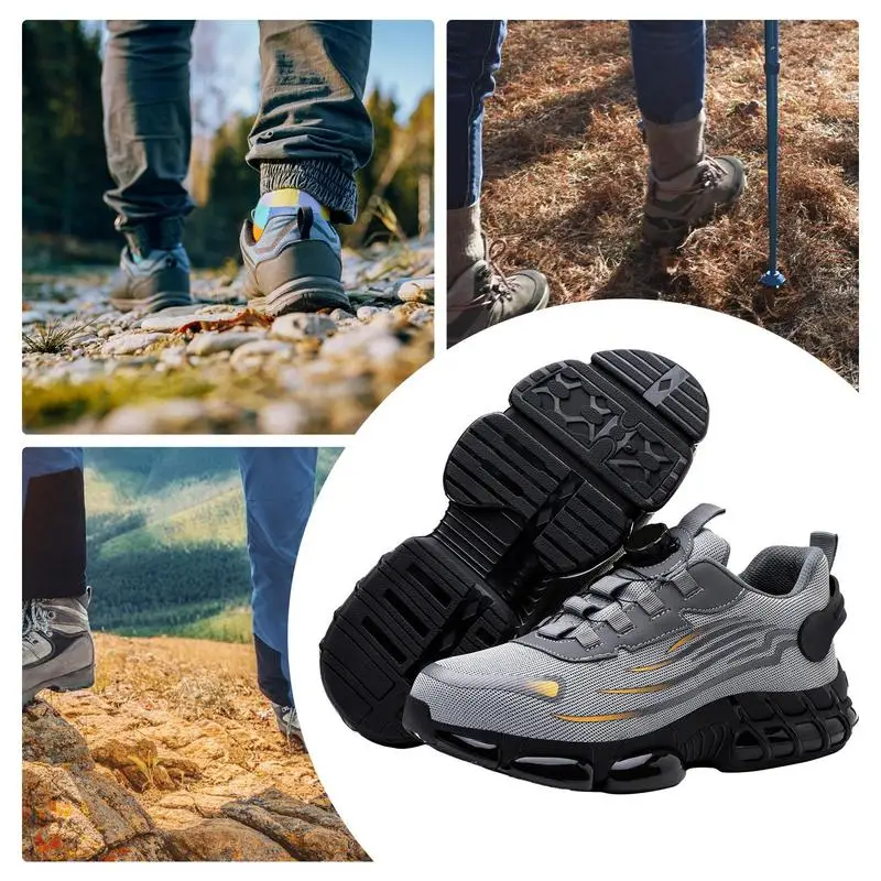 Zapatos sin cordones con punta de acero, cómodas zapatillas indestructibles a prueba de perforaciones, zapatos de trabajo transpirables para trabajo diario y construcción - imagen 5