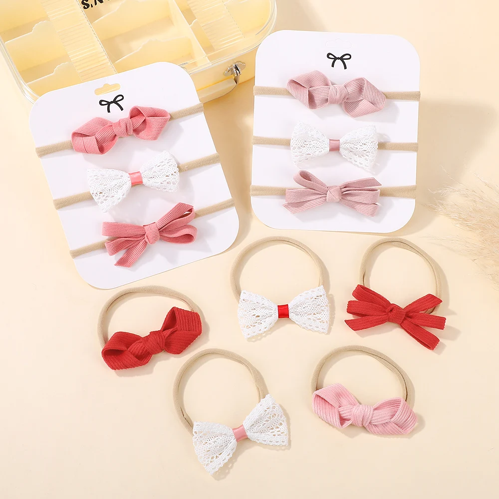 Diademas elásticas con lazo de encaje para bebé niña - imagen 2