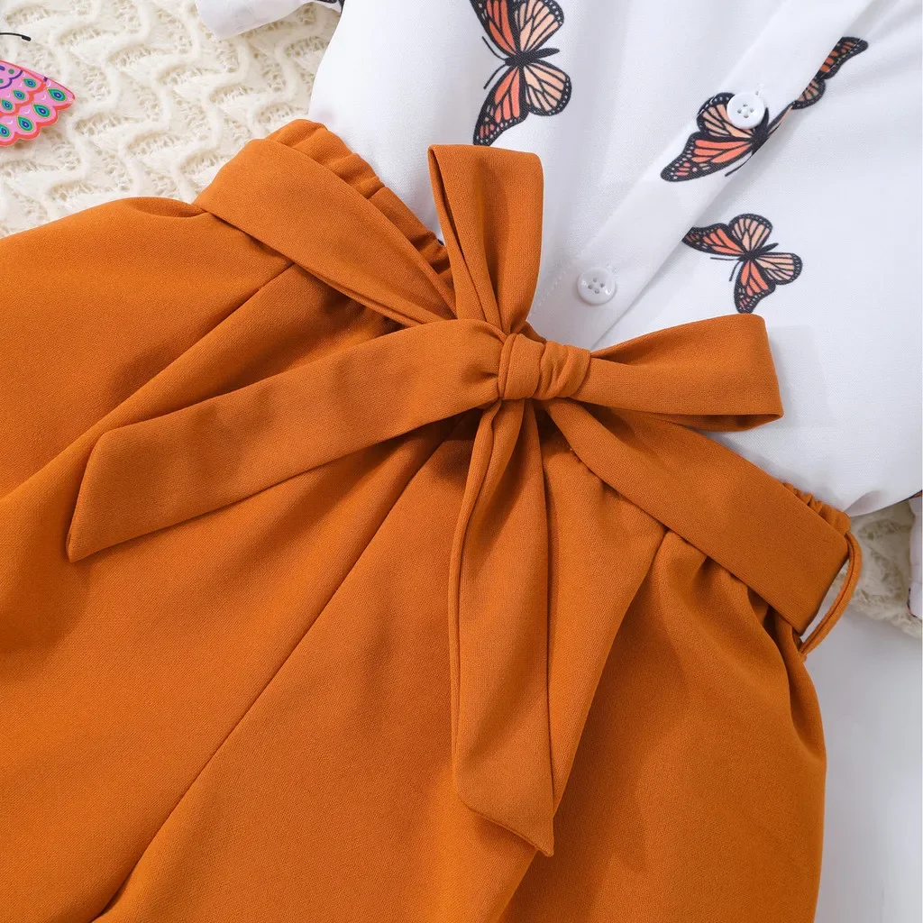 Traje de verano para niña, conjunto de ropa grande para niños, Polo informal de manga corta con mariposa y pantalones cortos, traje de 2 uds para niños de 8, 9, 10, 11 y 12 años - imagen 5