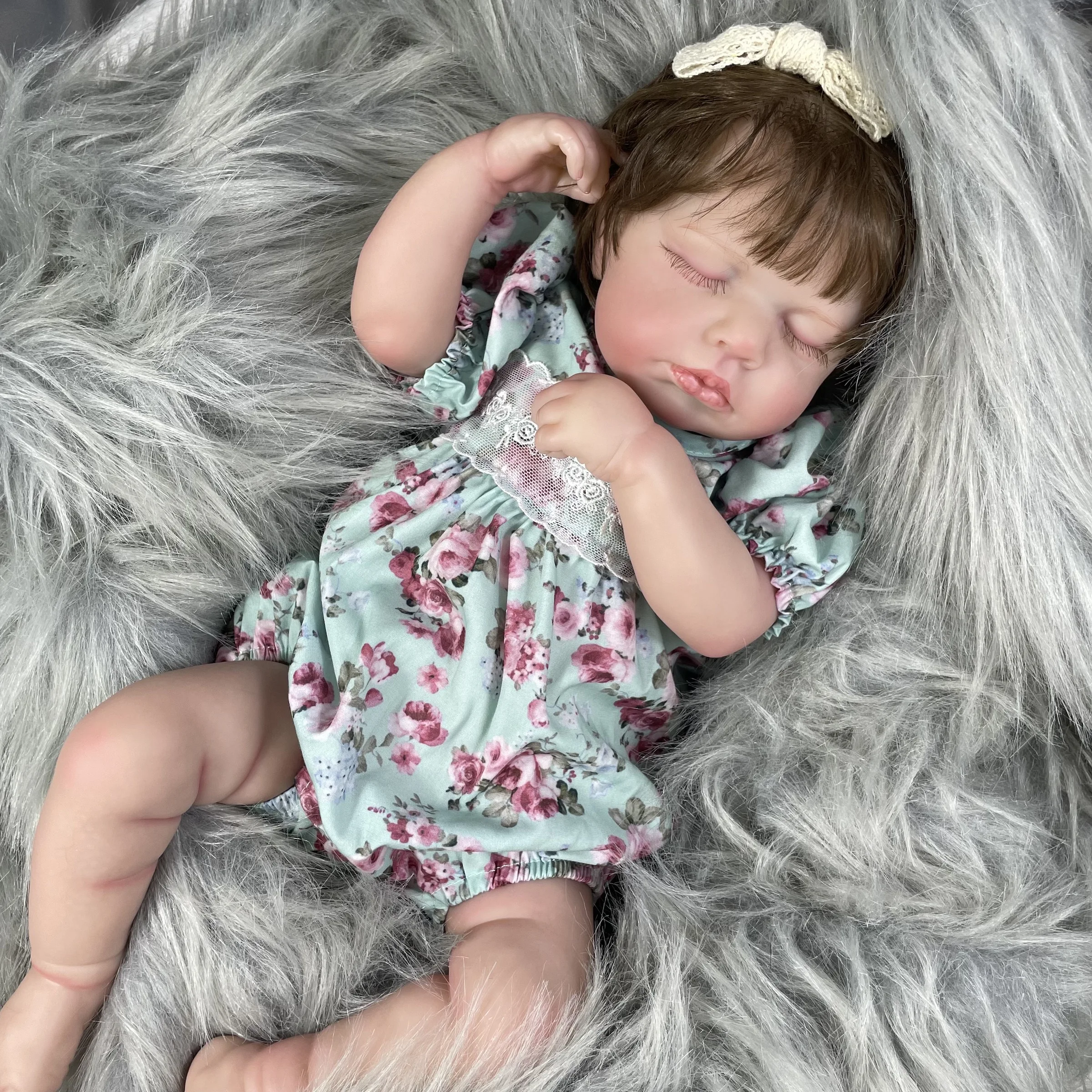 Muñecas de bebé LouLou Reborn terminadas de 50CM con trasplante de cabello, cuerpo completo de vinilo o tela, piel 3D, venas visibles para regalo de niñas