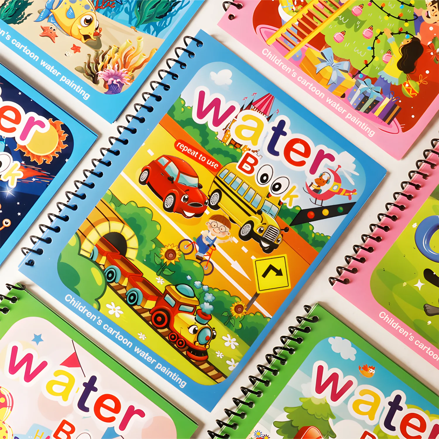 Libros para colorear al agua, paquete de 9/18, libros de pintura con agua, garabatos de aprendizaje educativo, libro de arte reutilizable sin mensaje, regalo de vacaciones de viaje - imagen 2