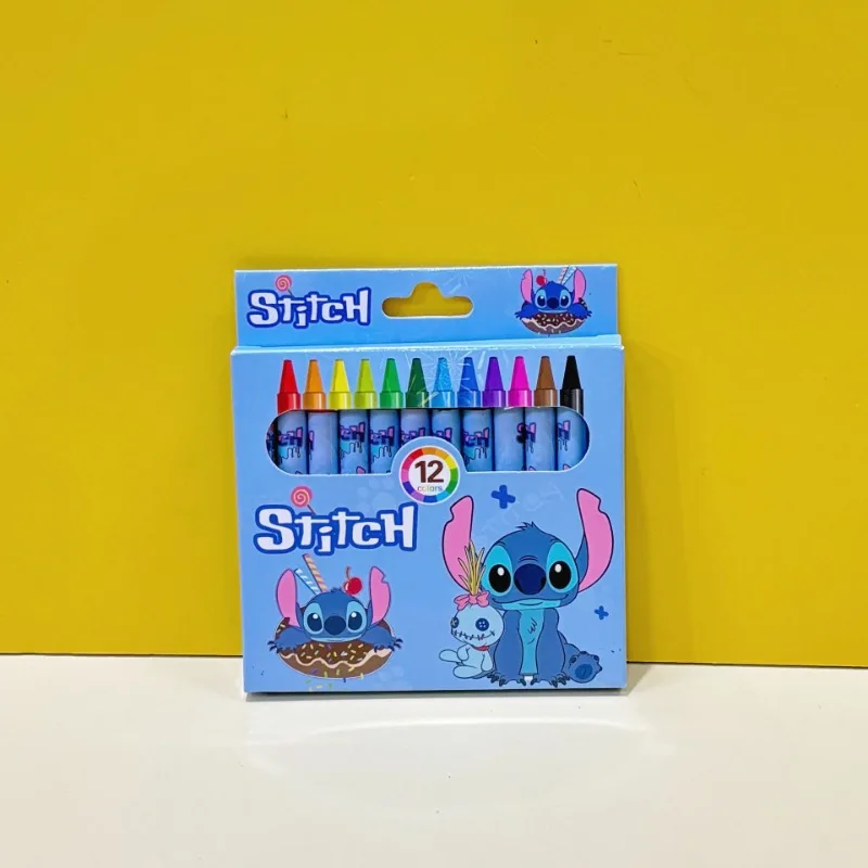 Disney Stitch-Juego de Pastel al óleo de artista, 12 colores, pintura para niños, dibujo, Graffiti, arte, crayones, suministros escolares y de oficina lavables - imagen 4