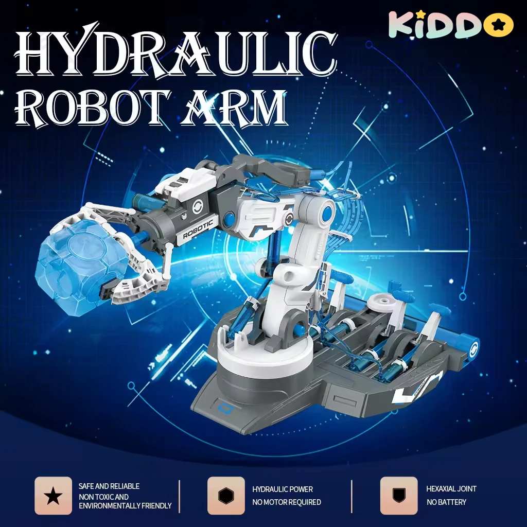 Robot hidráulico ensamblado 3 en 1 para niños, brazo mecánico, experimento de ciencia, juego de rompecabezas de ingeniería, regalos para niños