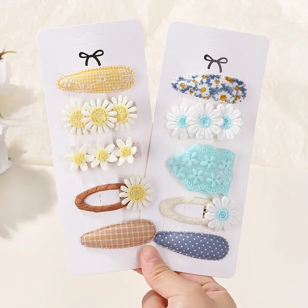 Pinzas para el cabello de niñas – Boutique estampado bordado margarita - imagen 5