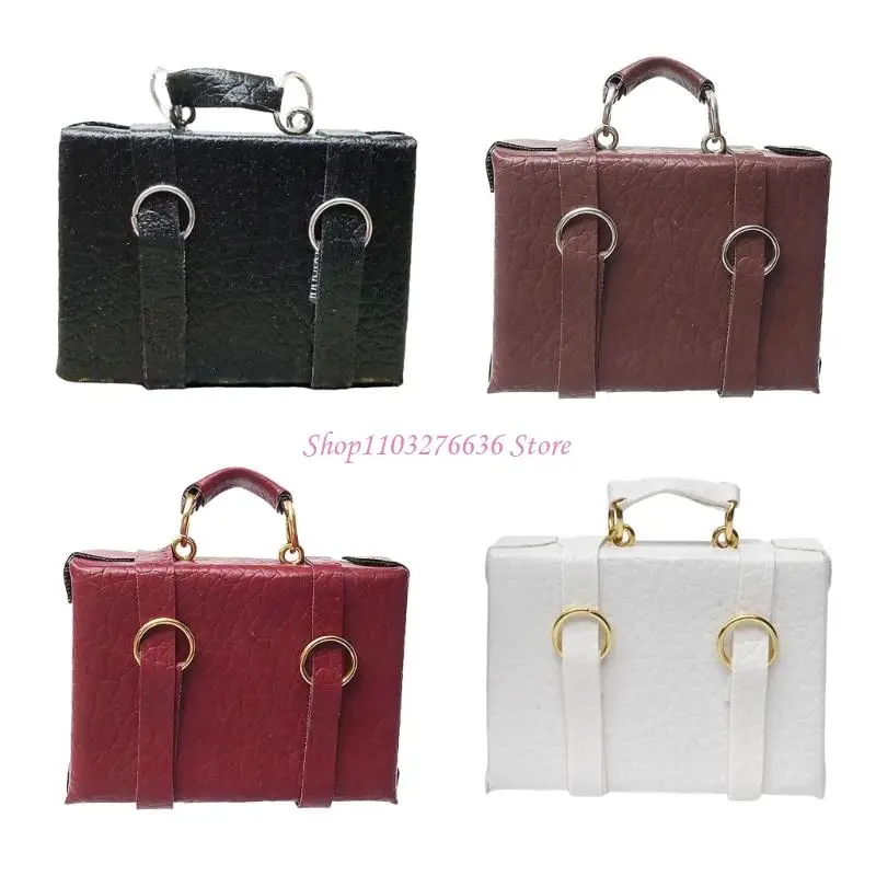 R6FD 1/12 casas muñecas en miniatura Estuche Viaje PU con habitaciones extraíbles juguete educativo Metal madera