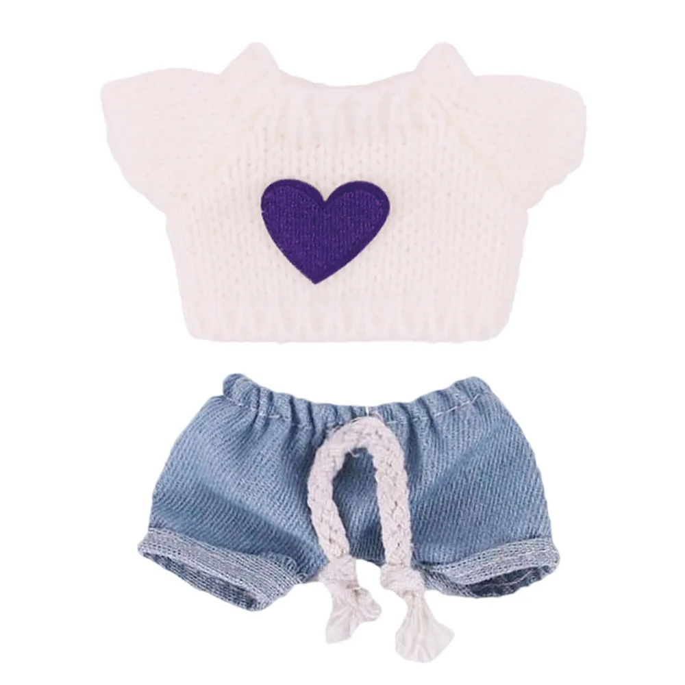 Ropa de muñeca multicolor de varios estilos, repuesto de suéter hecho a mano, conjuntos de pantalones vaqueros, decoración de juguete DIY para casa de muñecas