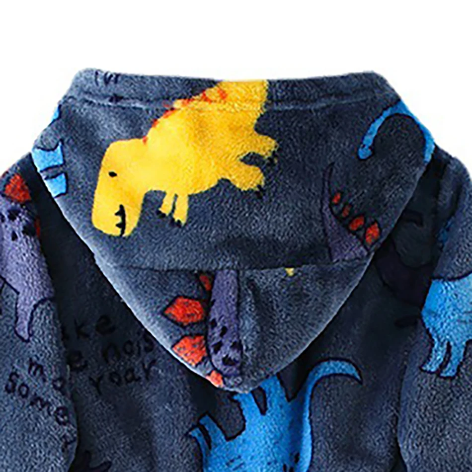 Ropa para niños, ropa para el hogar, albornoces para niños y niñas, pijamas de franela de dibujos animados con capucha, camisones cómodos para niños - imagen 3