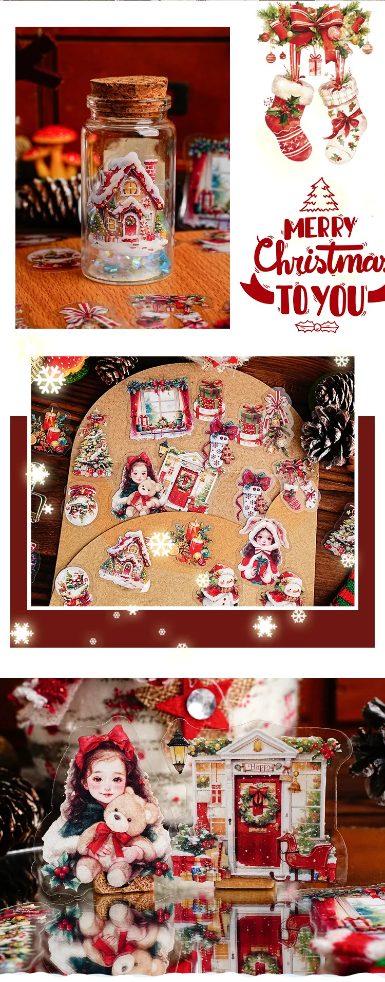 Pegatinas navideñas para diario DIY