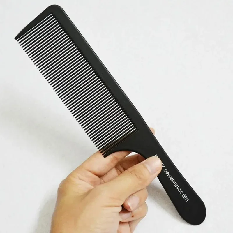 Peine de corte de pelo plano negro, herramienta de corte de pelo resistente al calor, peines antiestáticos de carbono para peluquería y estilista, 1 ud.