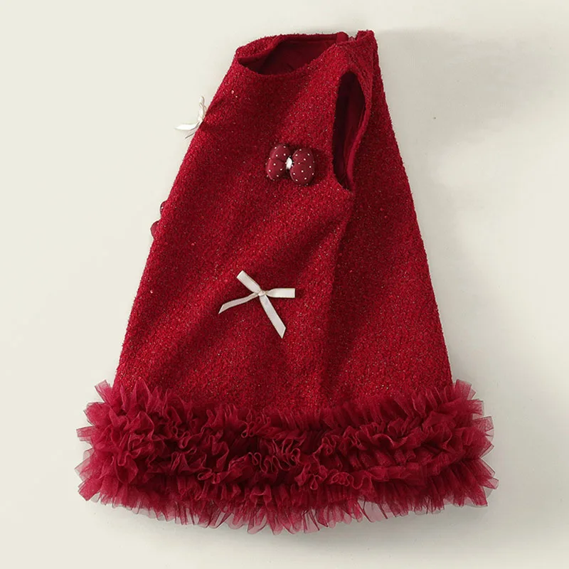 Vestido rojo de niña con encaje - Estilo princesa sin mangas para fiesta - imagen 4