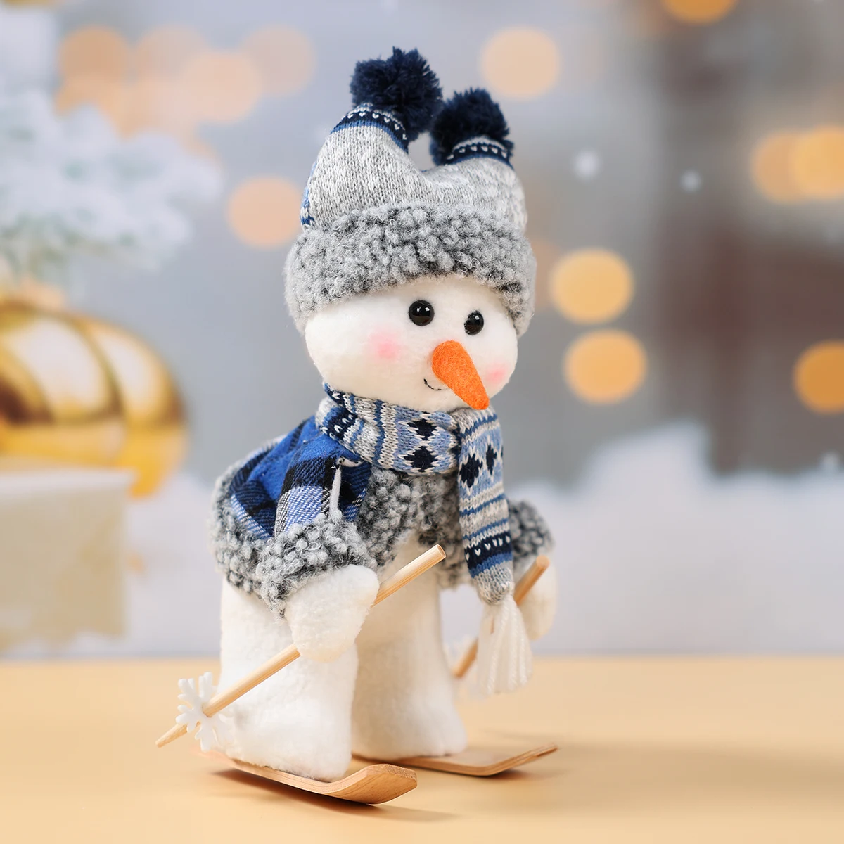 Estatuilla de muñeco de nieve de esquí, decoraciones de Feliz Navidad para 2025 en casa, adornos navideños, regalos de Navidad, regalos de Año Nuevo, 2026
