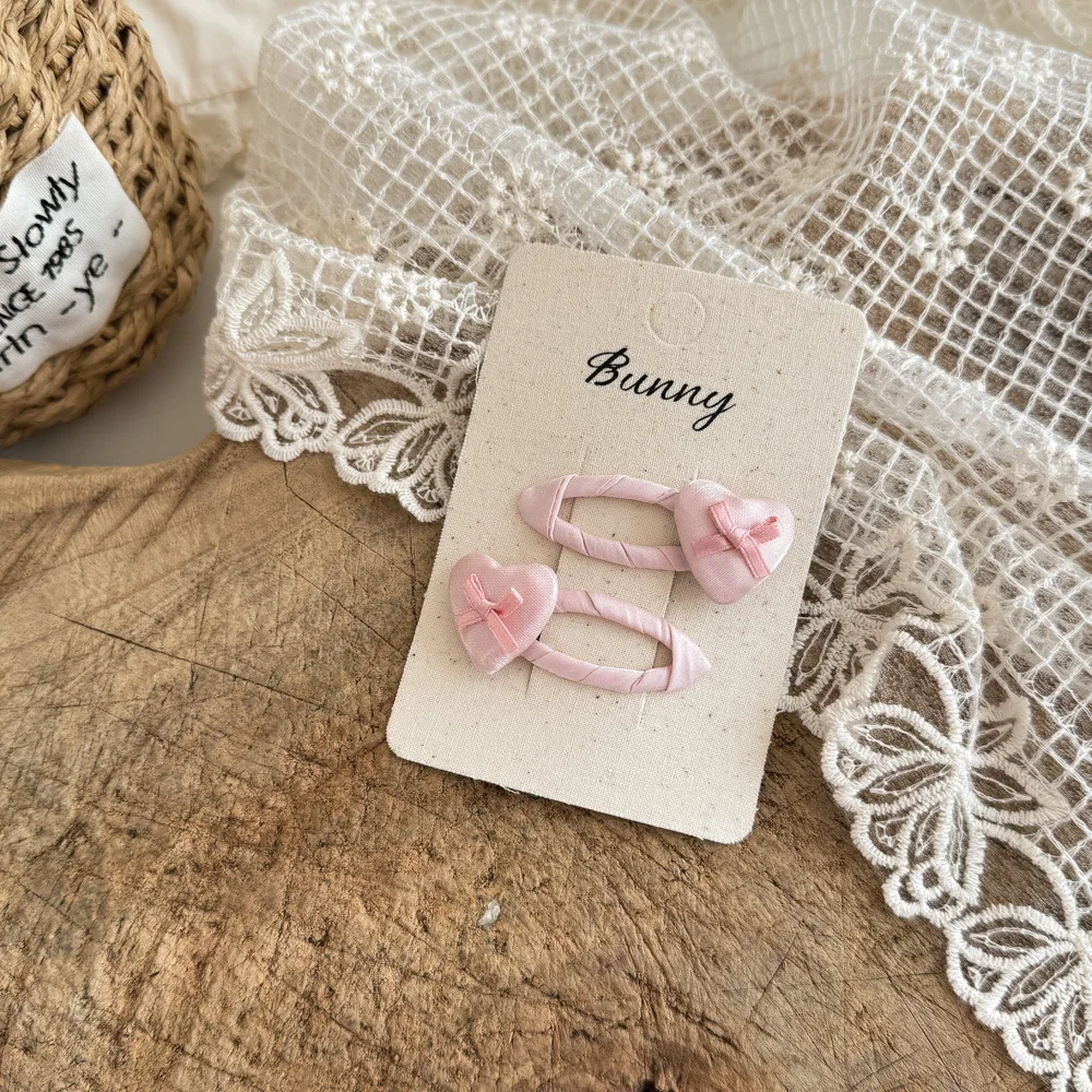 Clip BB de corazón de amor satinado para niñas pequeñas, pinzas para el cabello con forma de corazón de melocotón, diademas, cuerdas para el cabello de bebé, bandas de goma, sombreros para niños - imagen 5